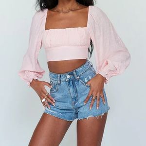 Princess Polly Pink Cropped Long Sleeve Top Blouse Size 4
